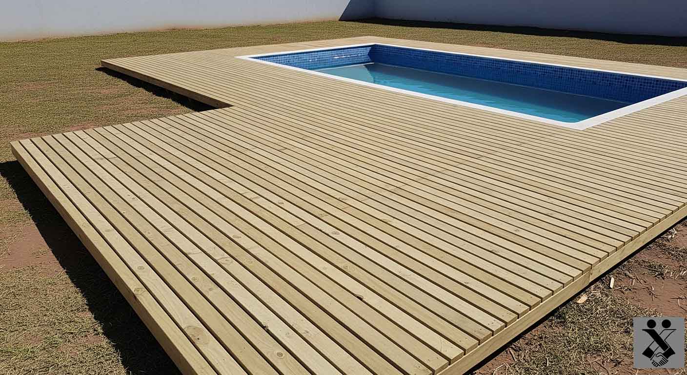 Assoalho ou Deck de madeira recém-instalado - Exemplo 2